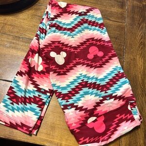 LuLaRoe Burgundy Pink & Blue Aztec Mickey Leggings